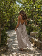 Women's Solid Color Backless Cami Dress