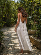 Women's Solid Color Backless Cami Dress